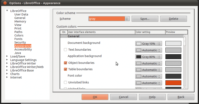 LibreOffice Appearance